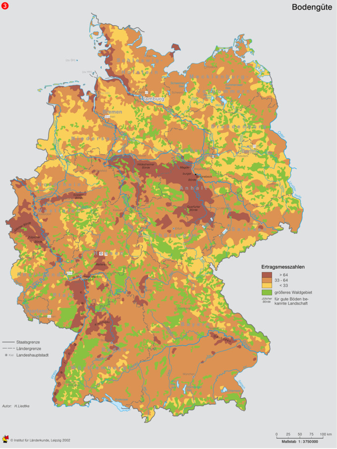 Deutschland - Ertragsmesszahlen und Bodengütefaktoren